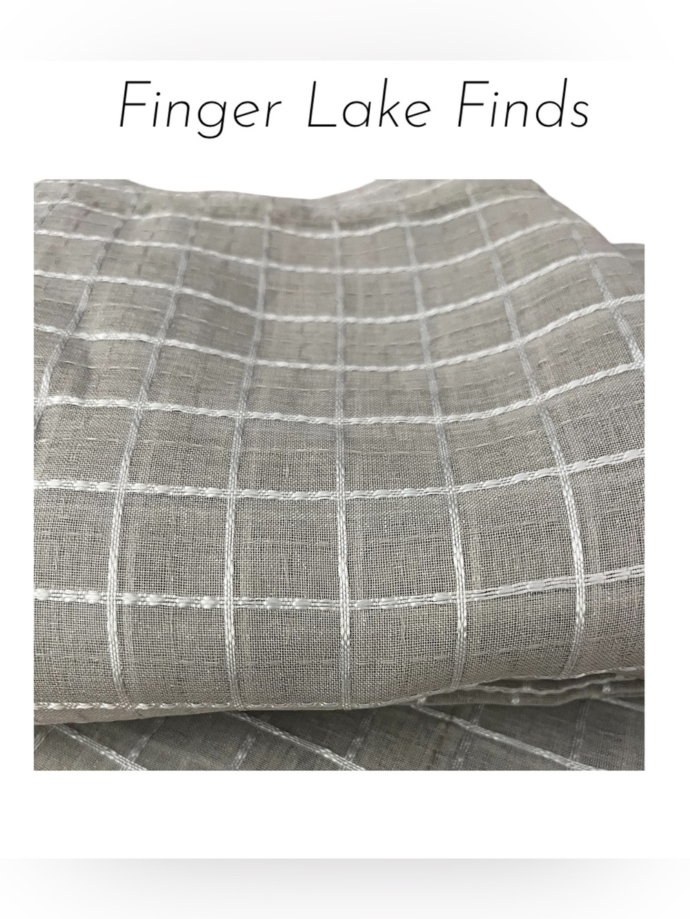 Waverly Sheer Taupe Windowpane Curtain Panel with Metallic Accents